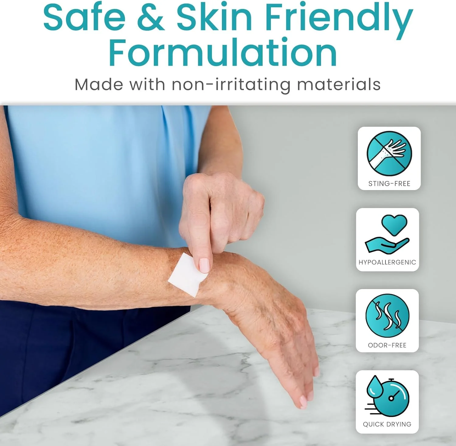 دستمال مرطوب پاک کننده چسب پزشکی ViveCare برای پوست (بسته 50 عددی) - پدهای پاک کننده چسب بدون سوزش - دستمال مرطوب و پاک کننده چسب استومی و سد پوستی