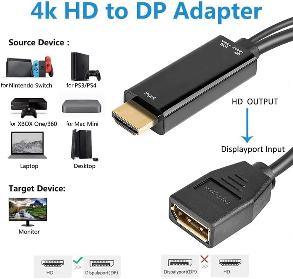 کابل تبدیل NALACAL، کابل سازگار با HDMI به DisplayPort، کابل تبدیل نر توسعه دهنده به DisplayPort با USB 2.0 آداپتور سازگار با HDMI به DisplayPort UHD 4K سازگار با HDMI، برای نمایشگرها کابل تبدیل NALACAL، کابل سازگار با HDMI به DisplayPort، کابل تبدیل نر توسعه دهنده به DisplayPort با USB 2.0 آداپتور سازگار با HDMI به DisplayPort UHD 4K سازگار با HDMI، برای نمایشگرها