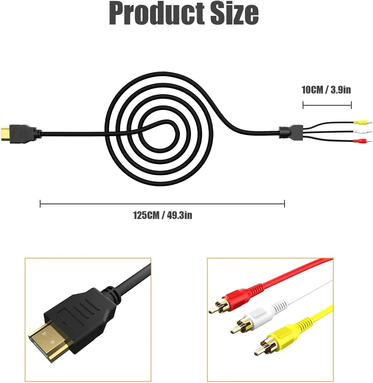 کابل HDMI به RCA نالاکال، 1080P طول 1.5 متر، کابل تبدیل HDMI نر به 3RCA ویدیو صدا AV برای تلویزیون HDTV DVD کابل HDMI به RCA نالاکال، 1080P طول 1.5 متر، کابل تبدیل HDMI نر به 3RCA ویدیو صدا AV برای تلویزیون HDTV DVD