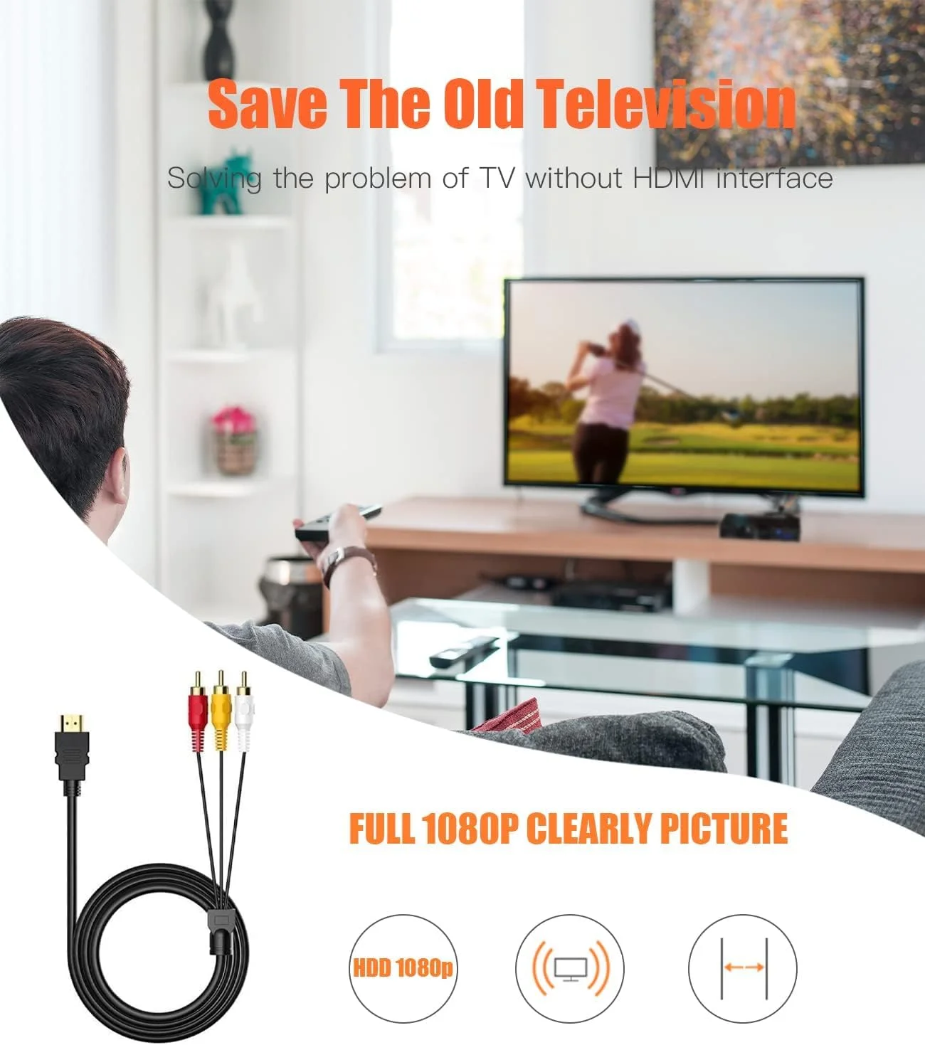 کابل HDMI به RCA نالاکال، 1080P طول 1.5 متر، کابل تبدیل HDMI نر به 3RCA ویدیو صدا AV برای تلویزیون HDTV DVD کابل HDMI به RCA نالاکال، 1080P طول 1.5 متر، کابل تبدیل HDMI نر به 3RCA ویدیو صدا AV برای تلویزیون HDTV DVD