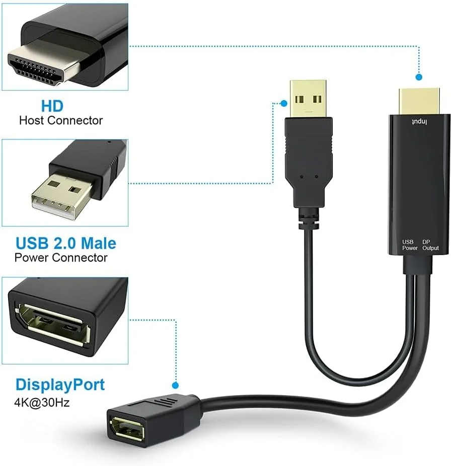 کابل تبدیل NALACAL، کابل سازگار با HDMI به DisplayPort، کابل تبدیل نر توسعه دهنده به DisplayPort با USB 2.0 آداپتور سازگار با HDMI به DisplayPort UHD 4K سازگار با HDMI، برای نمایشگرها کابل تبدیل NALACAL، کابل سازگار با HDMI به DisplayPort، کابل تبدیل نر توسعه دهنده به DisplayPort با USB 2.0 آداپتور سازگار با HDMI به DisplayPort UHD 4K سازگار با HDMI، برای نمایشگرها