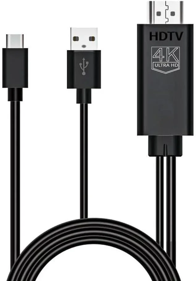 کابل USB Type C به HDMI طول 1.8 متر، آداپتور برای تلویزیون/پروژکتور/مانیتور MHL 4K@30Hz خروجی صدا و تصویر مبدل دیجیتال HDTV کابل شارژ سازگار با اندروید، سامسونگ، مک بوک، آیپد، تاندربولت 3