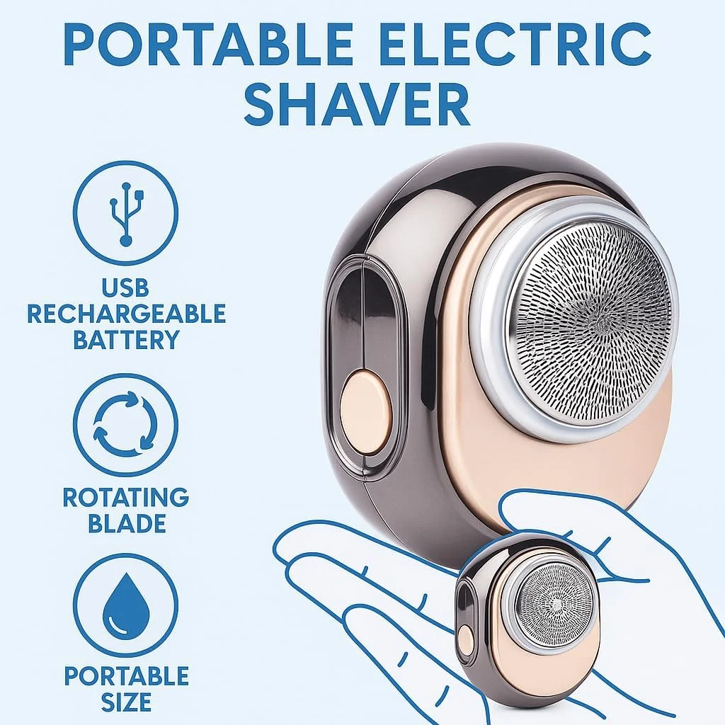 ریش تراش برقی قابل حمل Fitto، باتری قابل شارژ USB، تیغه چرخشی