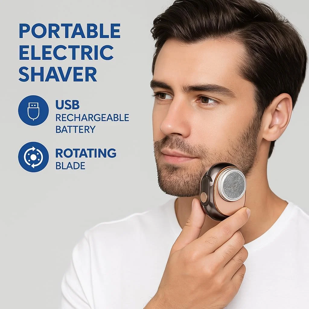 ریش تراش برقی قابل حمل Fitto، باتری قابل شارژ USB، تیغه چرخشی