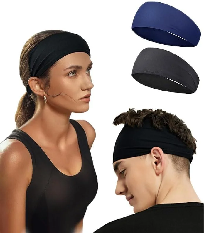 2 عدد هدبند ورزشی برای آقایان و بانوان - جذب کننده عرق، نرم و قابل تنفس مناسب یوگا، فیتنس و تمرین (مشکی و آبی) 2 عدد هدبند ورزشی برای آقایان و بانوان - جذب کننده عرق، نرم و قابل تنفس مناسب یوگا، فیتنس و تمرین (مشکی و آبی)