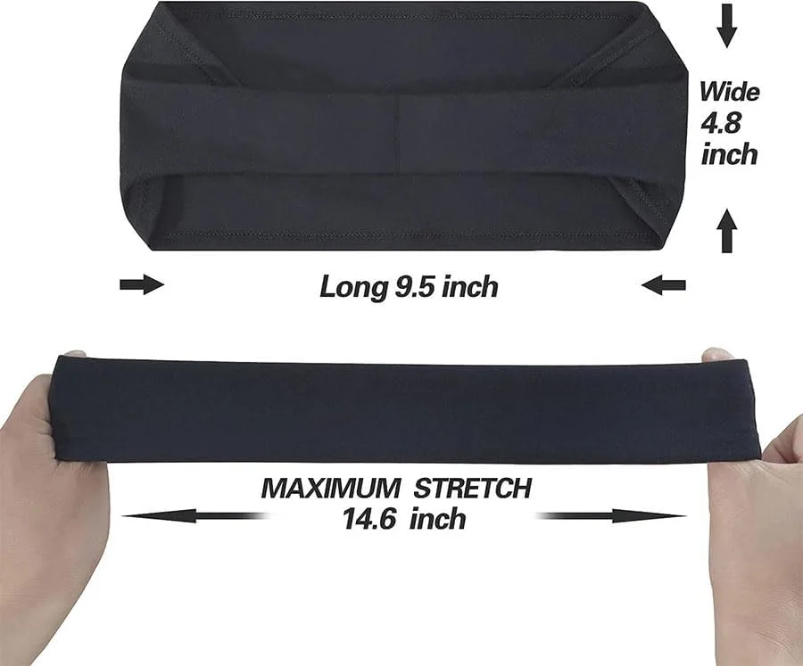 2 عدد هدبند ورزشی برای آقایان و بانوان - جذب کننده عرق، نرم و قابل تنفس مناسب یوگا، فیتنس و تمرین (مشکی و آبی)