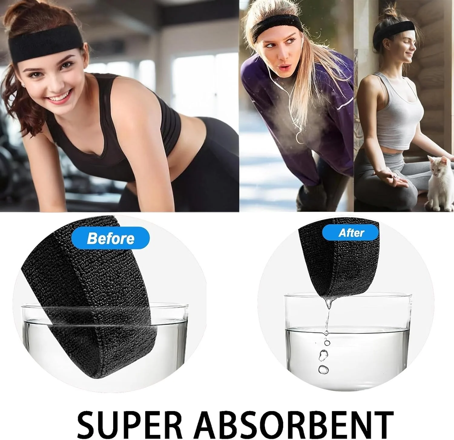 ست 3 عددی هدبند ورزشی مشکی - جذب سریع رطوبت، مناسب برای آقایان و بانوان، ایده آل برای تنیس، بسکتبال، دویدن، باشگاه و تمرینات ورزشی ست 3 عددی هدبند ورزشی مشکی - جذب سریع رطوبت، مناسب برای آقایان و بانوان، ایده آل برای تنیس، بسکتبال، دویدن، باشگاه و تمرینات ورزشی