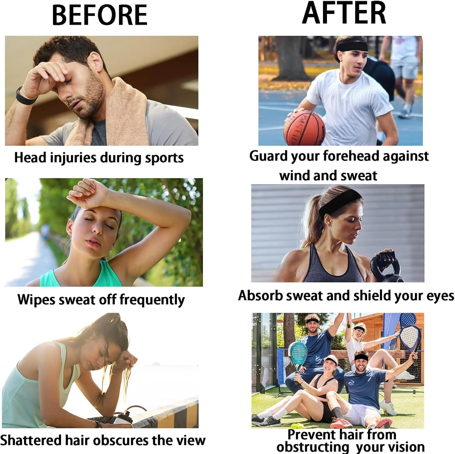 ست 3 عددی هدبند ورزشی مشکی - جذب سریع رطوبت، مناسب برای آقایان و بانوان، ایده آل برای تنیس، بسکتبال، دویدن، باشگاه و تمرینات ورزشی ست 3 عددی هدبند ورزشی مشکی - جذب سریع رطوبت، مناسب برای آقایان و بانوان، ایده آل برای تنیس، بسکتبال، دویدن، باشگاه و تمرینات ورزشی