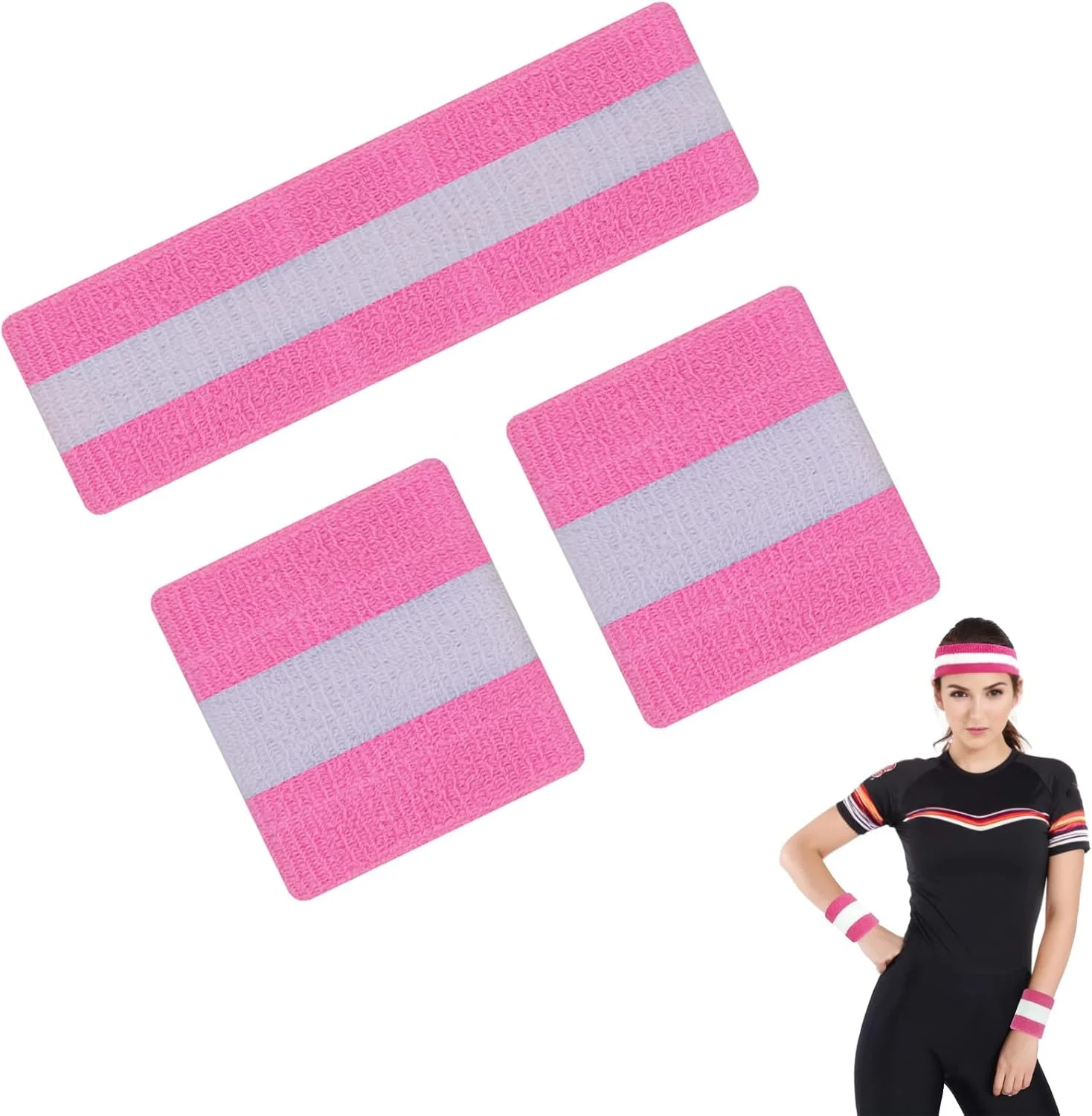 ست هدبند و مچ بند ورزشی رترو دهه 80 - لوازم جانبی ورزشی شاداب، مناسب برای تناسب اندام و تکمیل کننده لباس ورزشی ست هدبند و مچ بند ورزشی رترو دهه 80 - لوازم جانبی ورزشی شاداب، مناسب برای تناسب اندام و تکمیل کننده لباس ورزشی