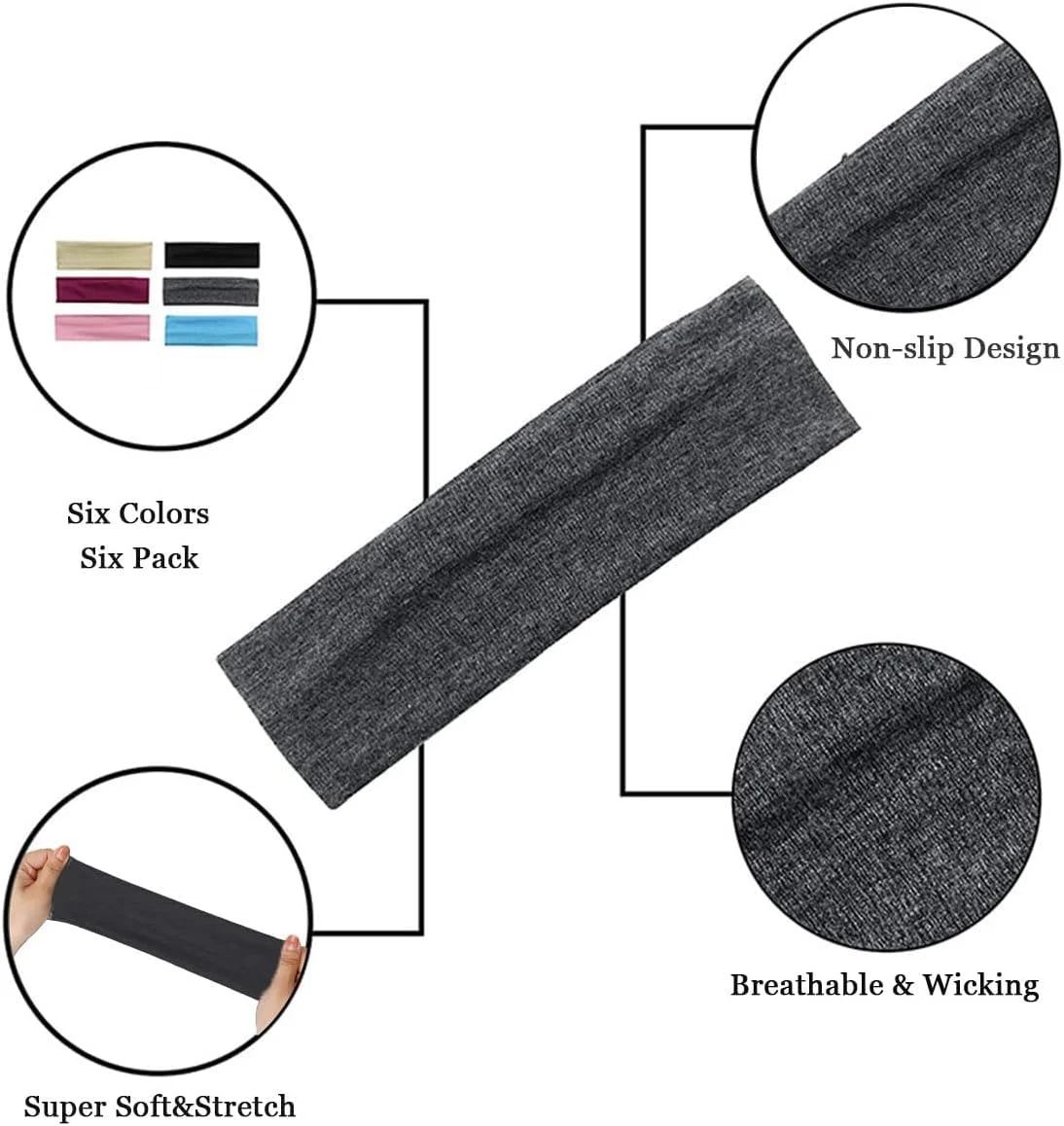 هدبند پهن زنانه 6 عددی - هدبندهای نرم، کشسان، نازک و ضد تعریق برای تمرین، یوگا، ورزش و تابستان - اکسسوری موی شیک برای ورزش و استفاده روزانه هدبند پهن زنانه 6 عددی - هدبندهای نرم، کشسان، نازک و ضد تعریق برای تمرین، یوگا، ورزش و تابستان - اکسسوری موی شیک برای ورزش و استفاده روزانه