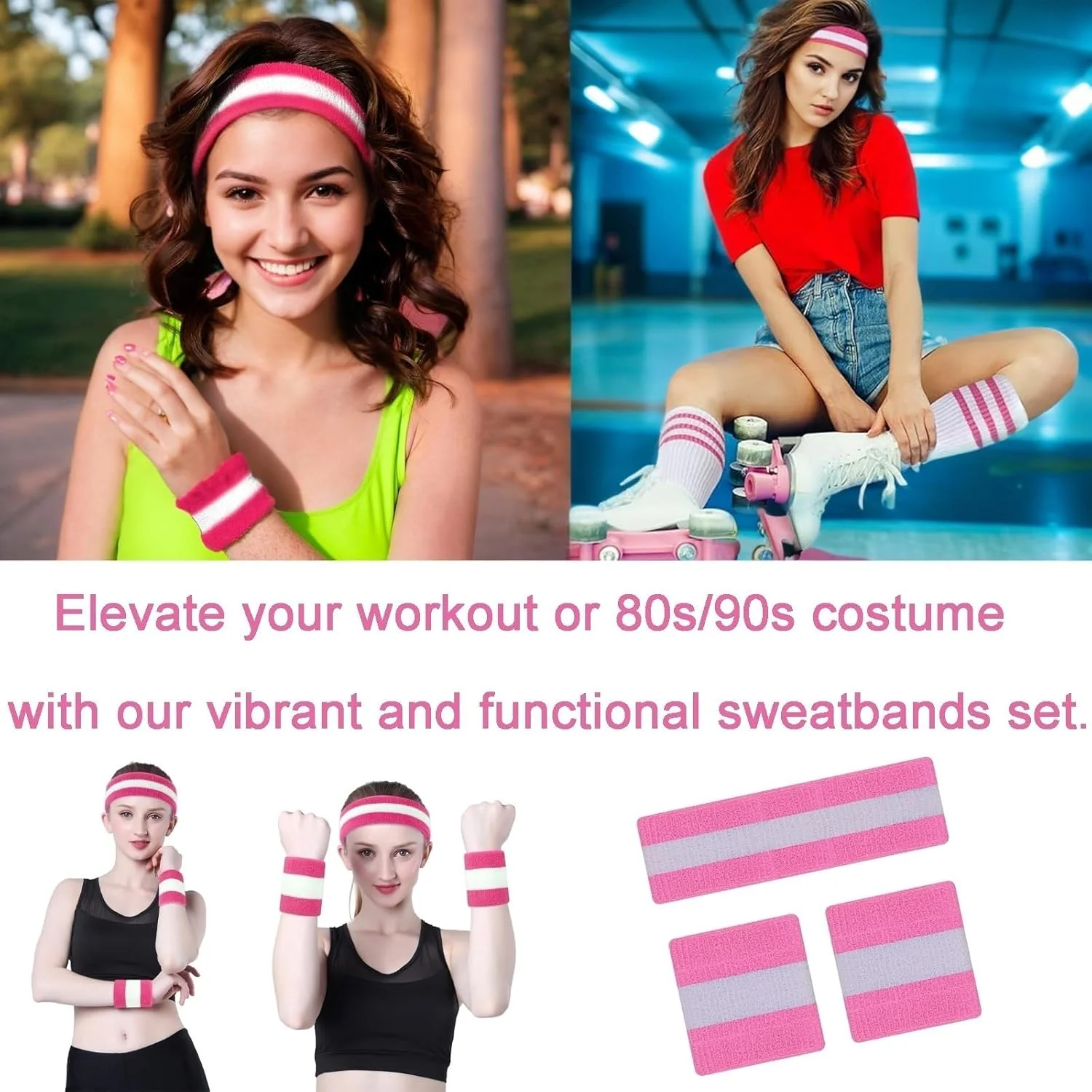 ست هدبند و مچ بند ورزشی رترو دهه 80 - لوازم جانبی ورزشی شاداب، مناسب برای تناسب اندام و تکمیل کننده لباس ورزشی ست هدبند و مچ بند ورزشی رترو دهه 80 - لوازم جانبی ورزشی شاداب، مناسب برای تناسب اندام و تکمیل کننده لباس ورزشی