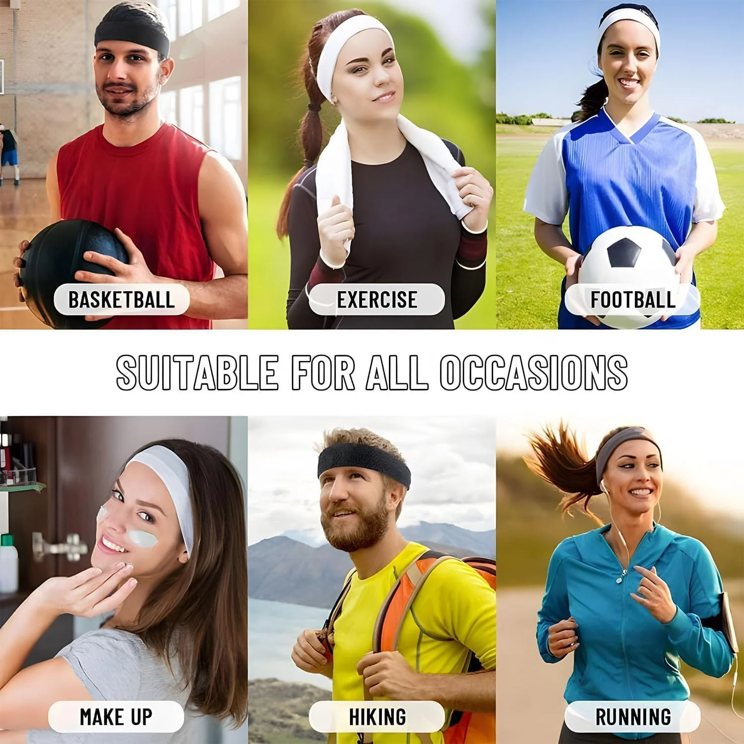 هدبند ورزشی مردانه Aputue، 6 عددی، جذب کننده رطوبت، پارچه حوله ای، هدبند ورزشی تنفسی برای دویدن، باشگاه، بسکتبال، تنیس و تمرینات با شدت بالا هدبند ورزشی مردانه Aputue، 6 عددی، جذب کننده رطوبت، پارچه حوله ای، هدبند ورزشی تنفسی برای دویدن، باشگاه، بسکتبال، تنیس و تمرینات با شدت بالا