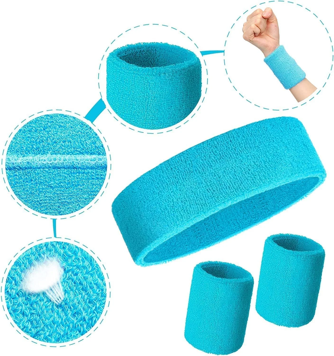 ست مچ بند و هدبند ورزشی، جذب کننده رطوبت و عرق، کشی و مناسب ورزش، بسکتبال و دویدن (3 تکه) ست مچ بند و هدبند ورزشی، جذب کننده رطوبت و عرق، کشی و مناسب ورزش، بسکتبال و دویدن (3 تکه)