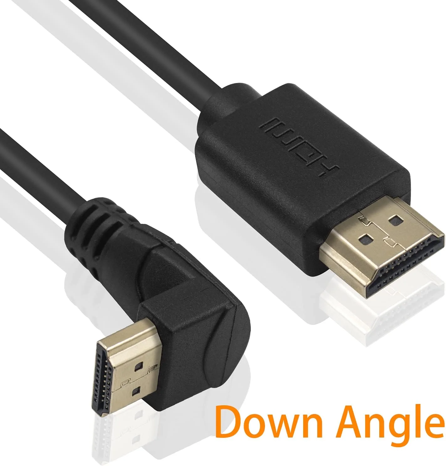 کابل HDMI 2.0 نر به نر پوییکات با زاویه 90 درجه، 60 سانتی متر، روکش طلایی، سرعت بالا، کابل HDMI نر به نر با زاویه رو به پایین 60 هرتز، 4K 2K (نر/نر رو به پایین)