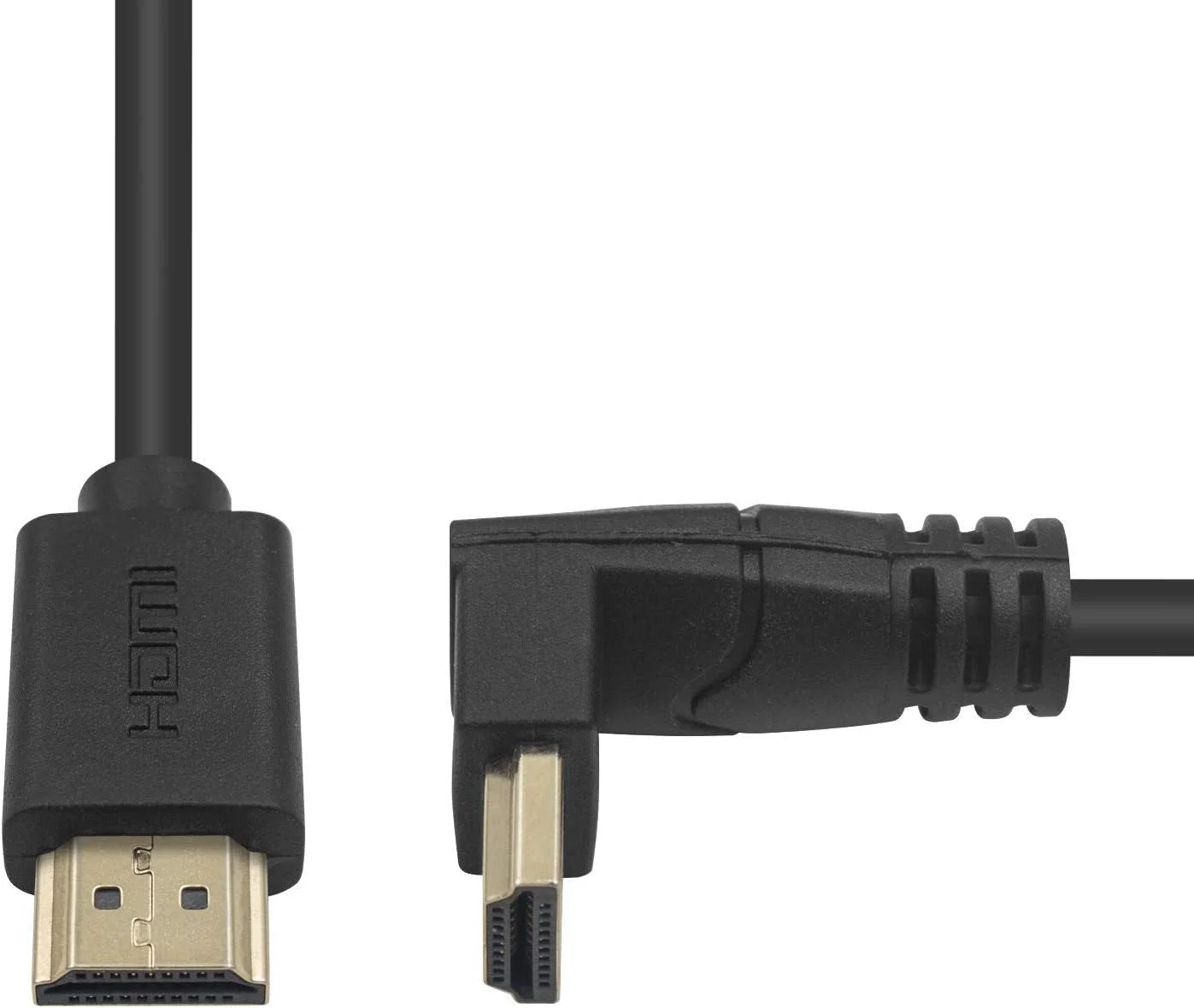 کابل HDMI 2.0 نر به نر پوییکات با زاویه 90 درجه، 60 سانتی متر، روکش طلایی، سرعت بالا، کابل HDMI نر به نر با زاویه رو به پایین 60 هرتز، 4K 2K (نر/نر رو به پایین)
