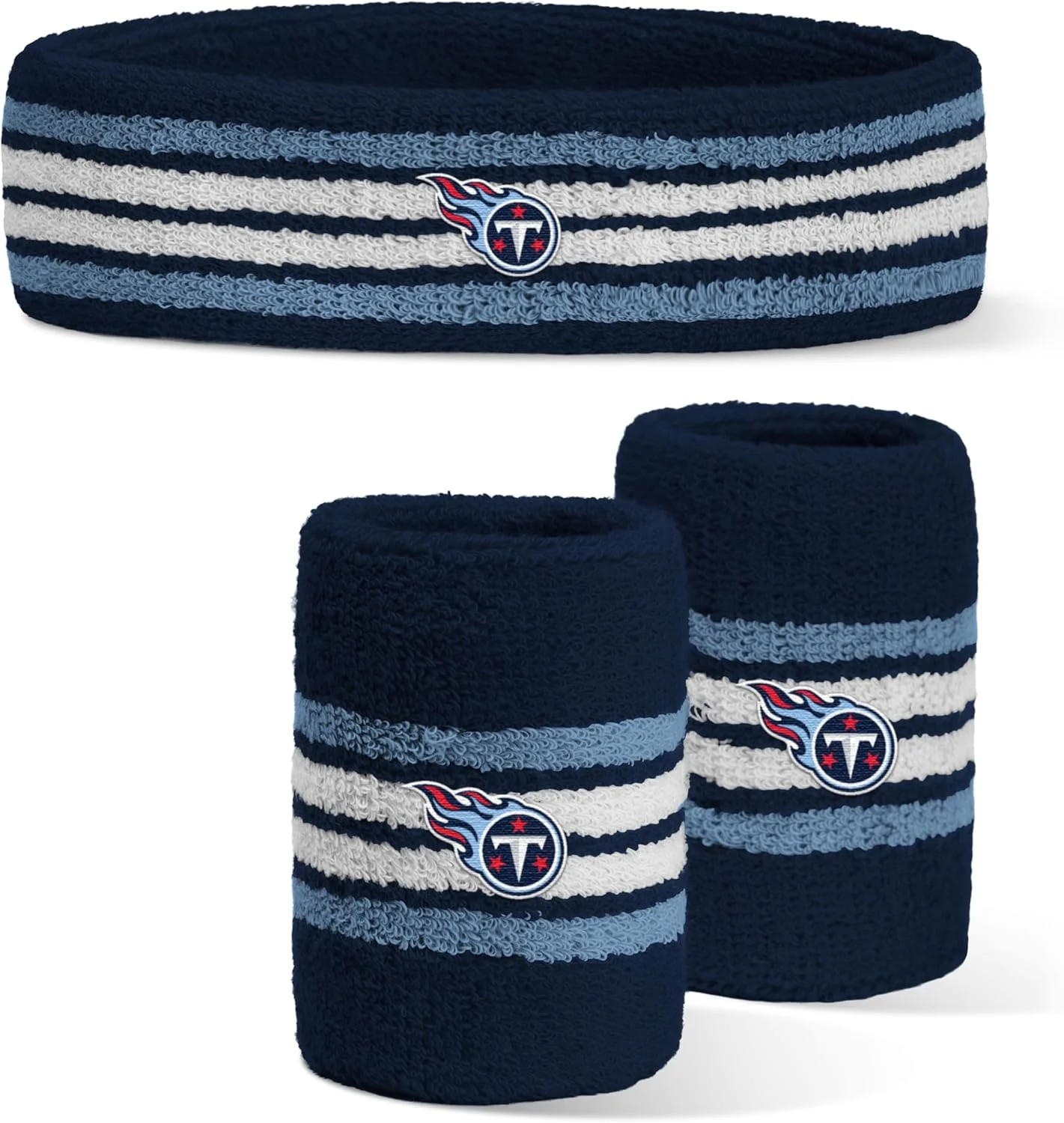 ست هدبند و مچ بند با طرح لوگوی تیم تنسی تایتانز (Tennessee Titans) دارای مجوز رسمی NFL