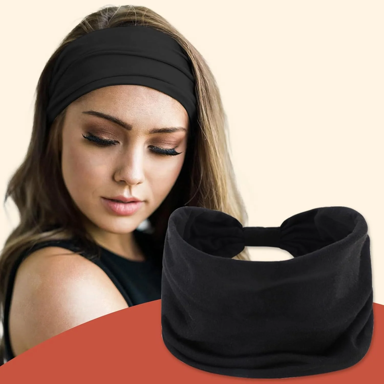 هدبند زنانه، هدبندهای نرم و کشسان، مناسب ورزش، یوگا و دویدن (مشکی)