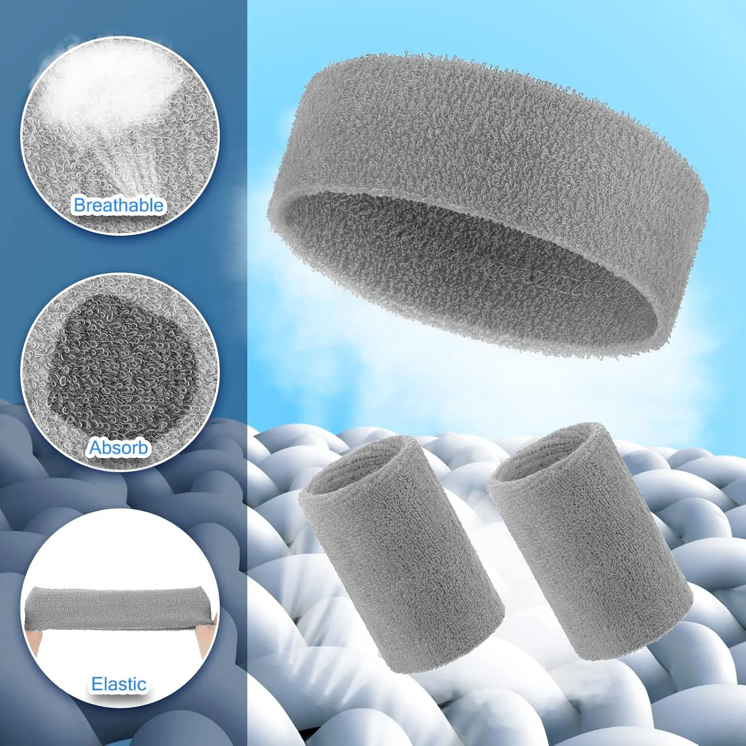 ست هدبند و مچ بند ورزشی رنگارنگ Hungdao - 6 عدد هدبند و مچ بند برای ورزش، بسکتبال، تمرین، تنیس - جذب کننده عرق برای دختران، پسران، زنان، مردان