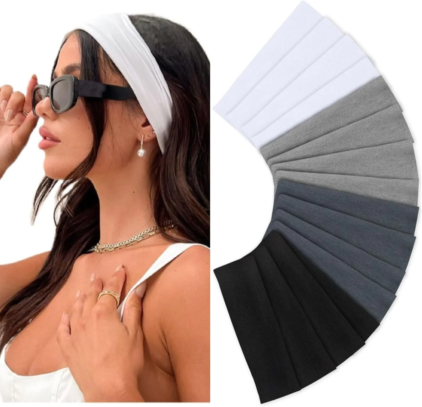 4 عدد هدبند کشی نرم نخی ورزشی، هدبندهای الاستیک برای مردان و زنان، هدبند نازک تابستانی برای یوگا، دویدن، دوچرخه سواری، اکسسوری موی فشن