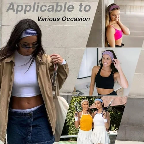 4 عدد هدبند پهن زنانه طرح راه راه، کشی و الاستیک، مناسب ورزش، یوگا و دویدن، اکسسوری موی شیک برای زنان، مناسب استفاده روزانه و فعالیت های ورزشی 4 عدد هدبند پهن زنانه طرح راه راه، کشی و الاستیک، مناسب ورزش، یوگا و دویدن، اکسسوری موی شیک برای زنان، مناسب استفاده روزانه و فعالیت های ورزشی