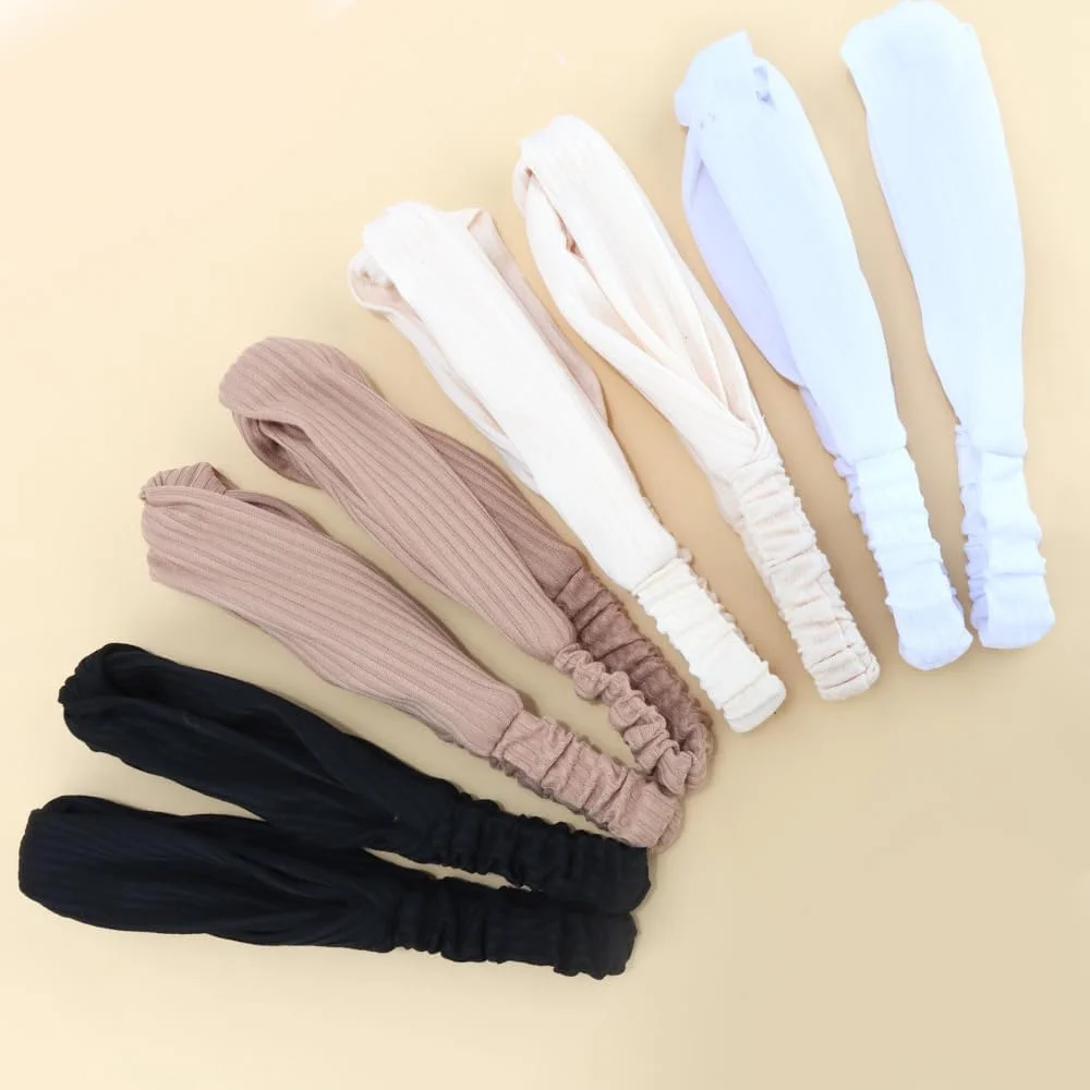 بسته 8 عددی هدبند زنانه، هدبند موی زنانه ضد لغزش، کش موی نرم گره دار پیچ خورده، مناسب ورزش یوگا، دویدن و سایر فعالیت های ورزشی، اکسسوری مو زنانه 05