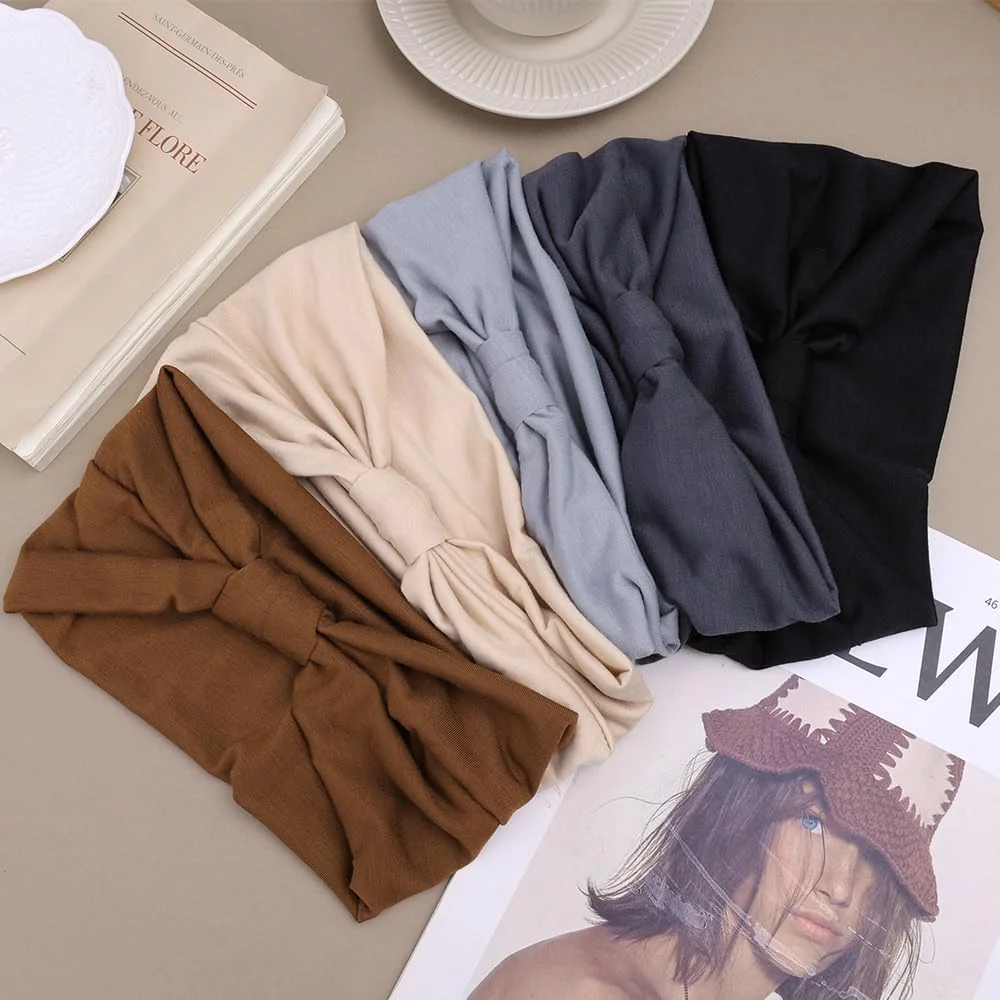 هدبند زنانه رنگ ثابت پهن کشی گره دار، کش موی الاستیک ضد لغزش، هدبند عرق گیر مناسب یوگا و تمرینات ورزشی هدبند زنانه رنگ ثابت پهن کشی گره دار، کش موی الاستیک ضد لغزش، هدبند عرق گیر مناسب یوگا و تمرینات ورزشی