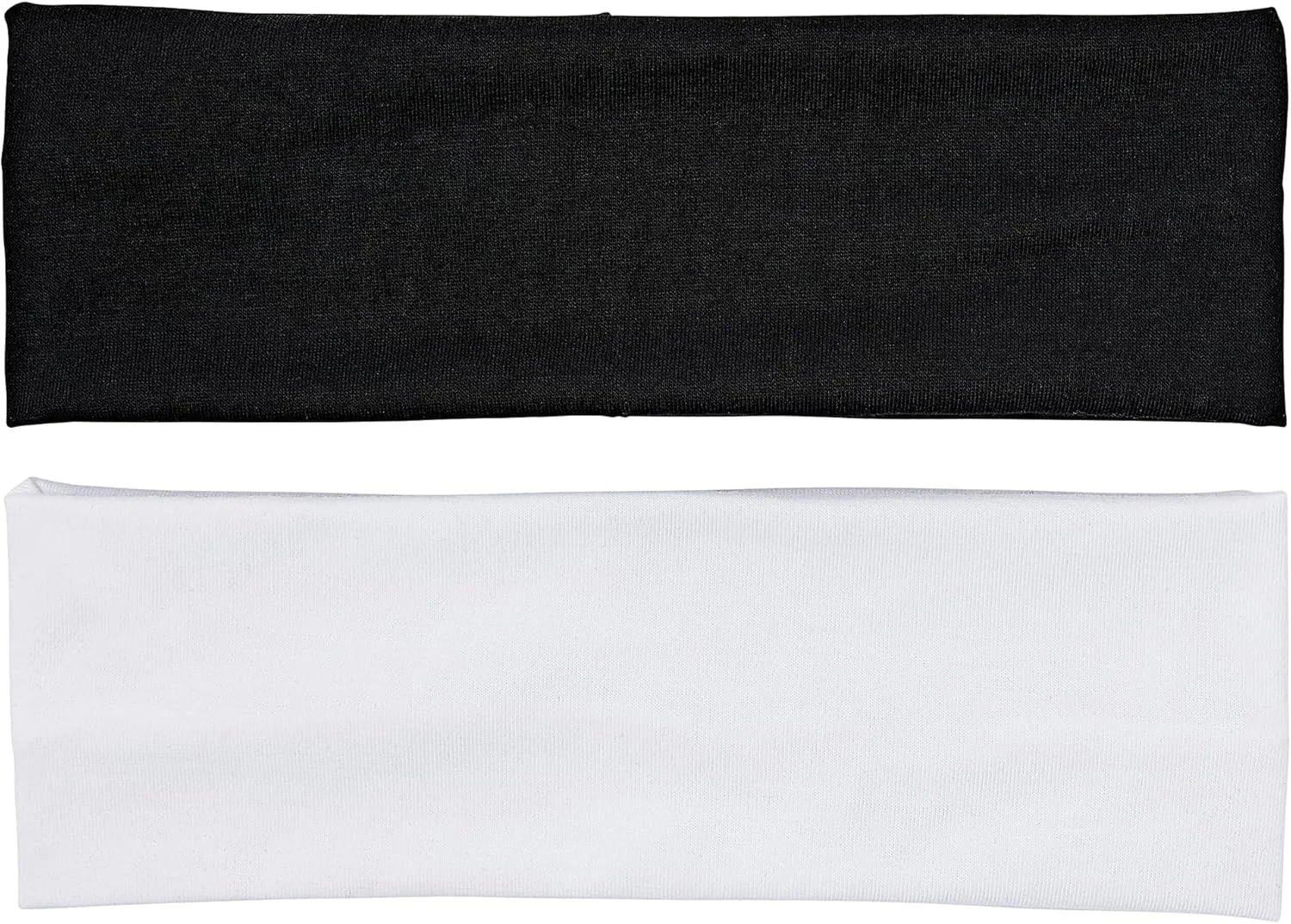 2 عدد هدبند زنانه، 7 سانتی متر پهن، نخی، ضد لغزش، مناسب یوگا، ورزش و دویدن (سیاه و سفید)