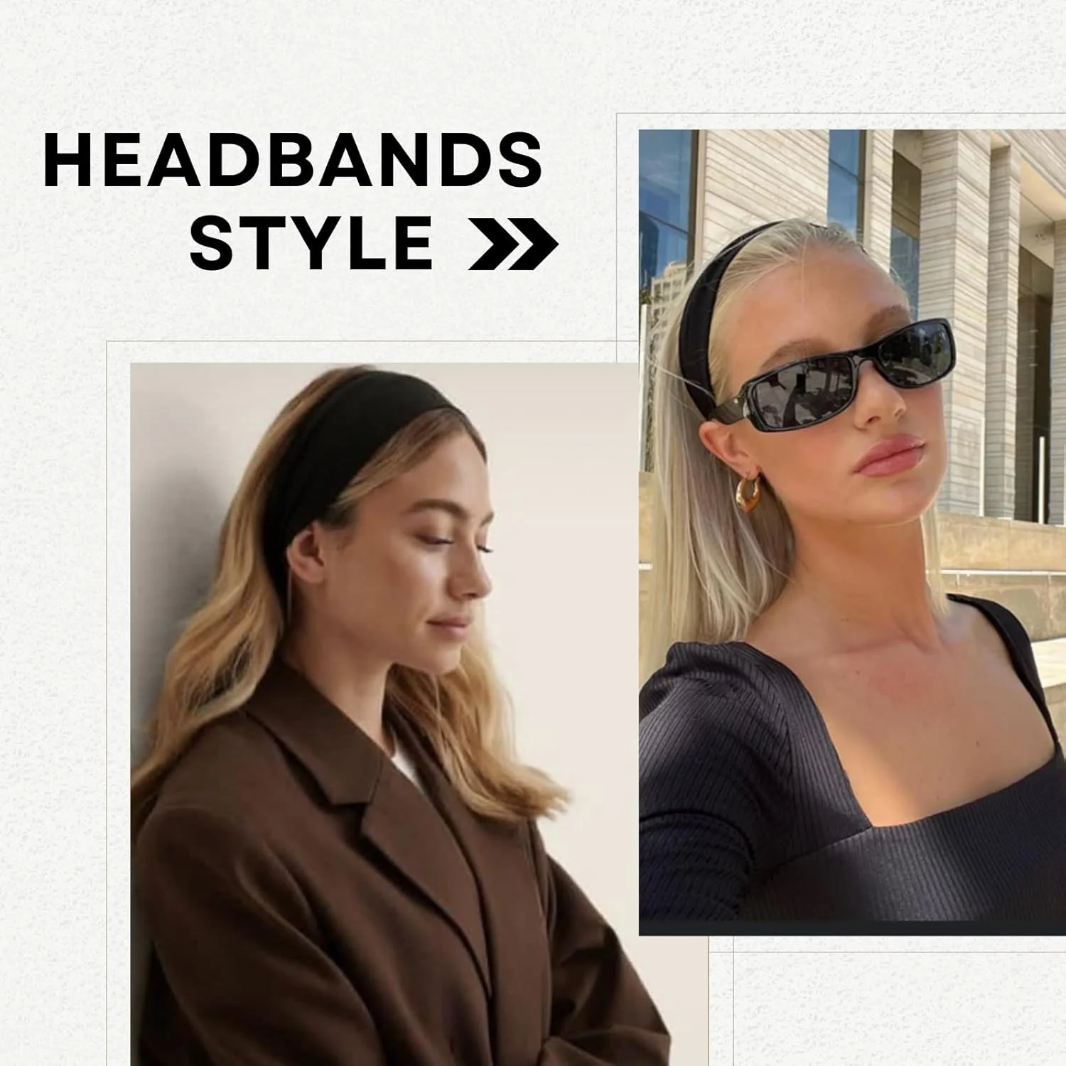 2 عدد هدبند زنانه، 7 سانتی متر پهن، نخی، ضد لغزش، مناسب یوگا، ورزش و دویدن (سیاه و سفید)