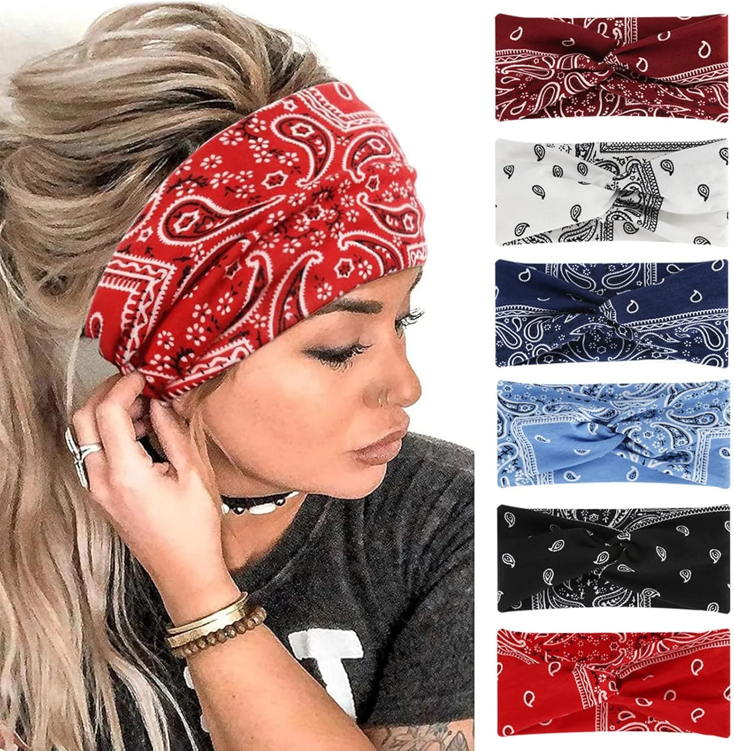 هدبند پهن زنانه، ضد لغزش، نرم و کشسان، مناسب یوگا، دویدن، ورزش و باشگاه