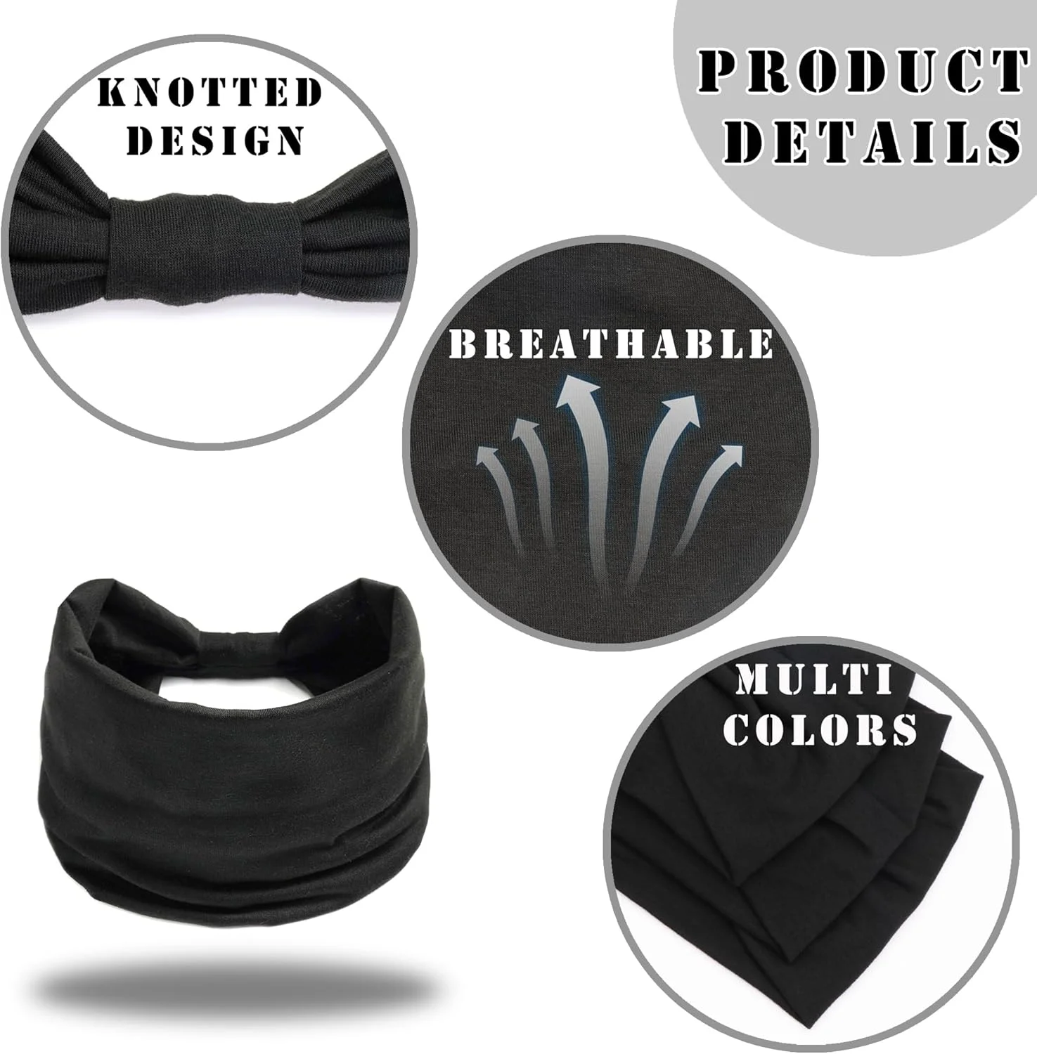 هدبند زنانه، 3 عدد کش موی الاستیک پهن گره دار، هدبند رنگ ثابت، عمامه، هدبند یوگا ضد لغزش، دستمال سر نخی بزرگ، اکسسوری موی بوهو برای دختران