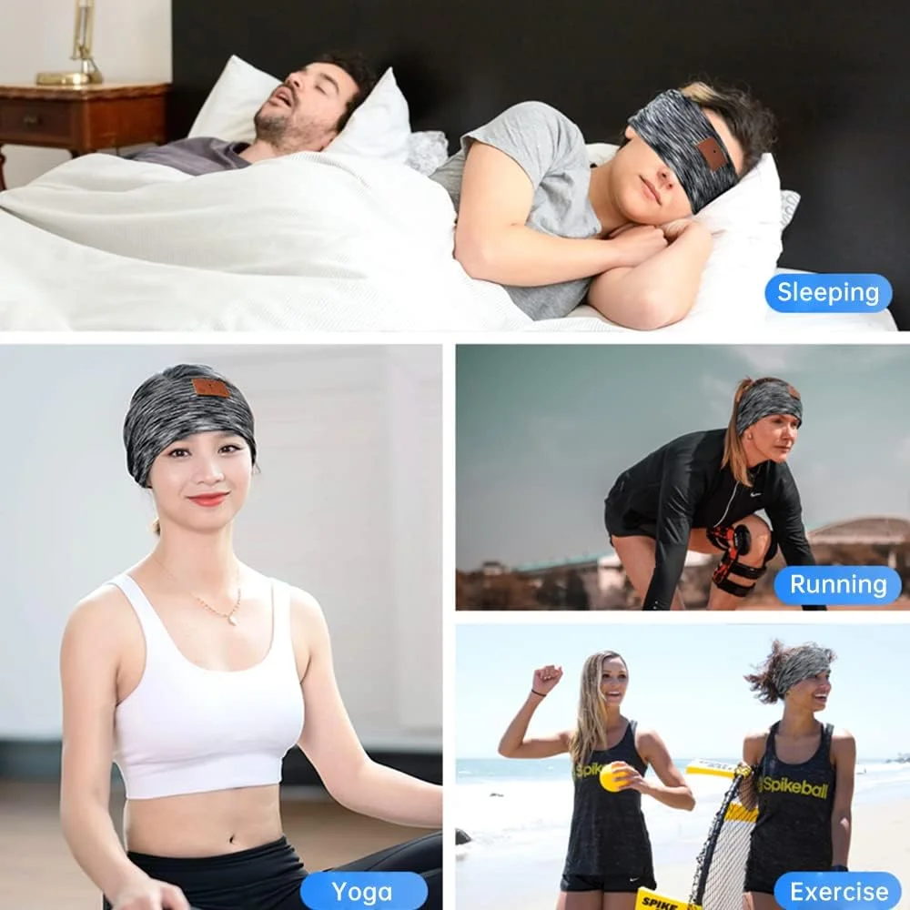 هدبند موسیقی هدفون خواب بی سیم BT5.0 با میکروفون داخلی استریو Hi Fi مناسب برای ورزش یوگا