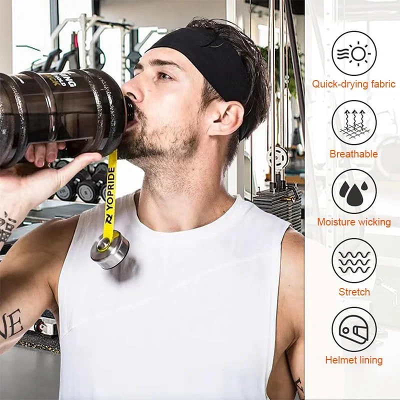 بسته 5 عددی هدبند مردانه، هدبند ورزشی عرق گیر برای مردان و زنان، هدبند تمرینی رطوبت گیر برای دویدن، دوچرخه سواری، تنیس، یوگا، باشگاه، تمرین