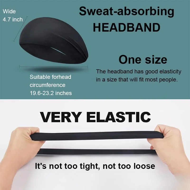 بسته 5 عددی هدبند مردانه، هدبند ورزشی عرق گیر برای مردان و زنان، هدبند تمرینی رطوبت گیر برای دویدن، دوچرخه سواری، تنیس، یوگا، باشگاه، تمرین