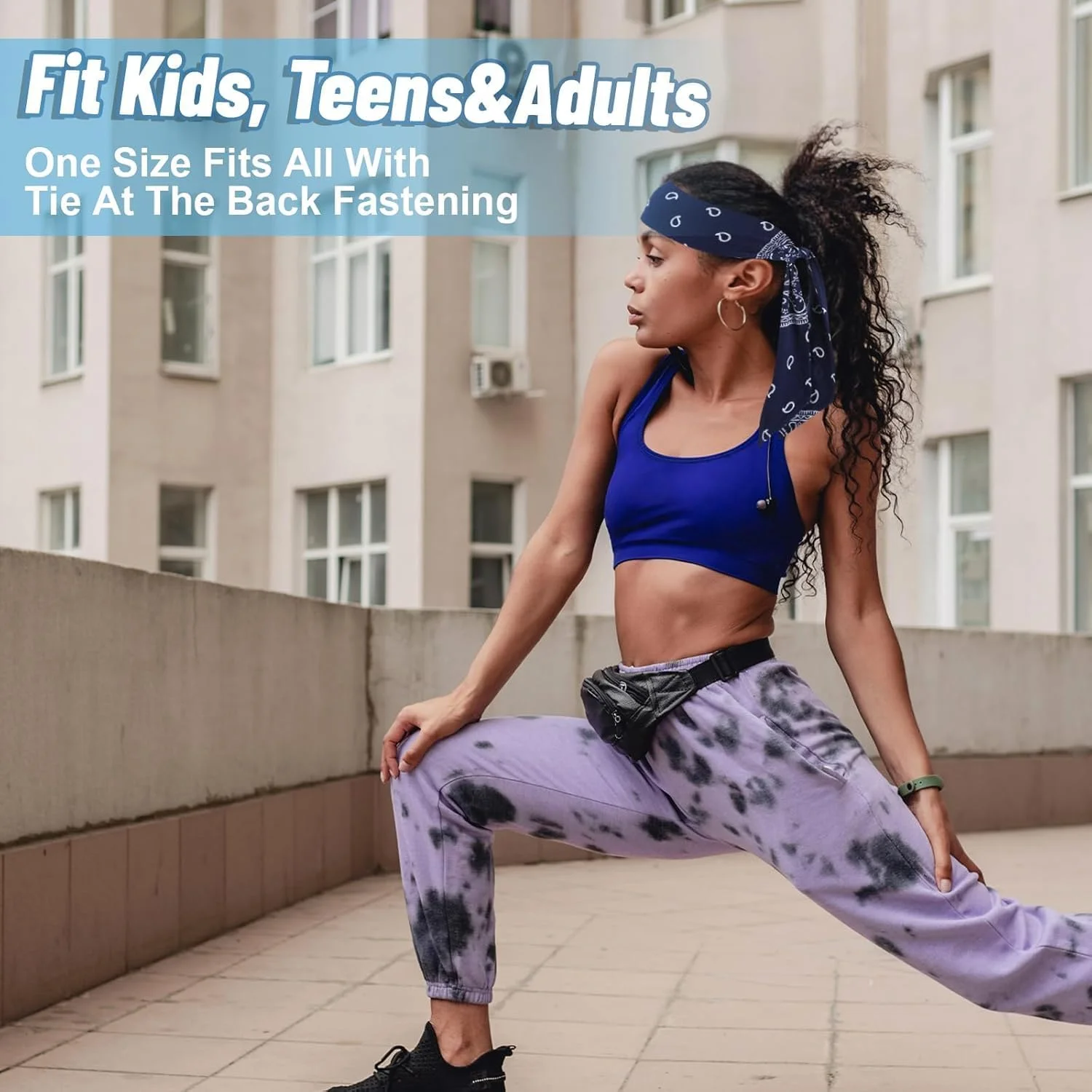 هدبند مردانه، هدبند گره ای زنانه، هدبند ورزشی مناسب دویدن و تمرینات ورزشی، جذب کننده عرق، قابل تنظیم و ضد لغزش مناسب یوگا، 4 عدد