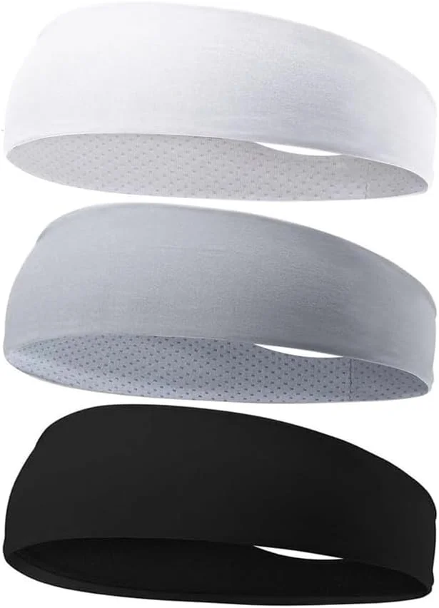 هدبند ورزشی مردانه، هدبند عرق گیر مردانه، هدبند کشی رطوبت گیر، هدبند ضد لغزش، مناسب برای دویدن، دوچرخه سواری، بسکتبال، یوگا، هدبند کشی униsex (بسته 3 عددی)