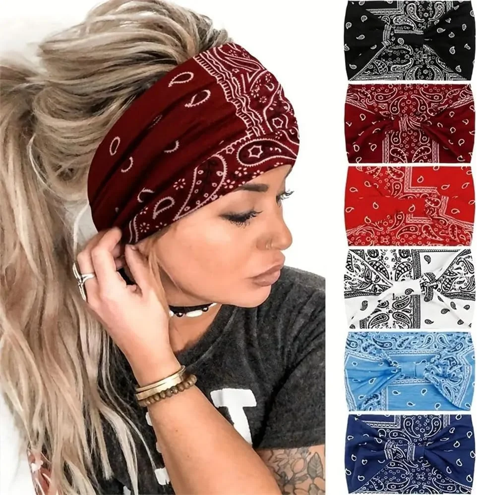 هدبند پهن زنانه طرح چاپی الاستیک مناسب ورزش و استفاده روزانه