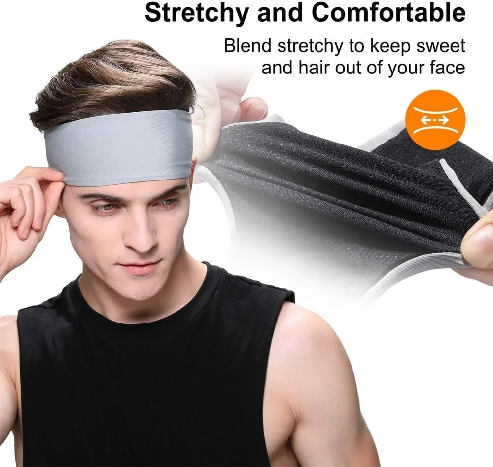هدبند ورزشی مردانه، هدبند عرق گیر مردانه، هدبند کشی رطوبت گیر، هدبند ضد لغزش، مناسب برای دویدن، دوچرخه سواری، بسکتبال، یوگا، هدبند کشی униsex (بسته 3 عددی)