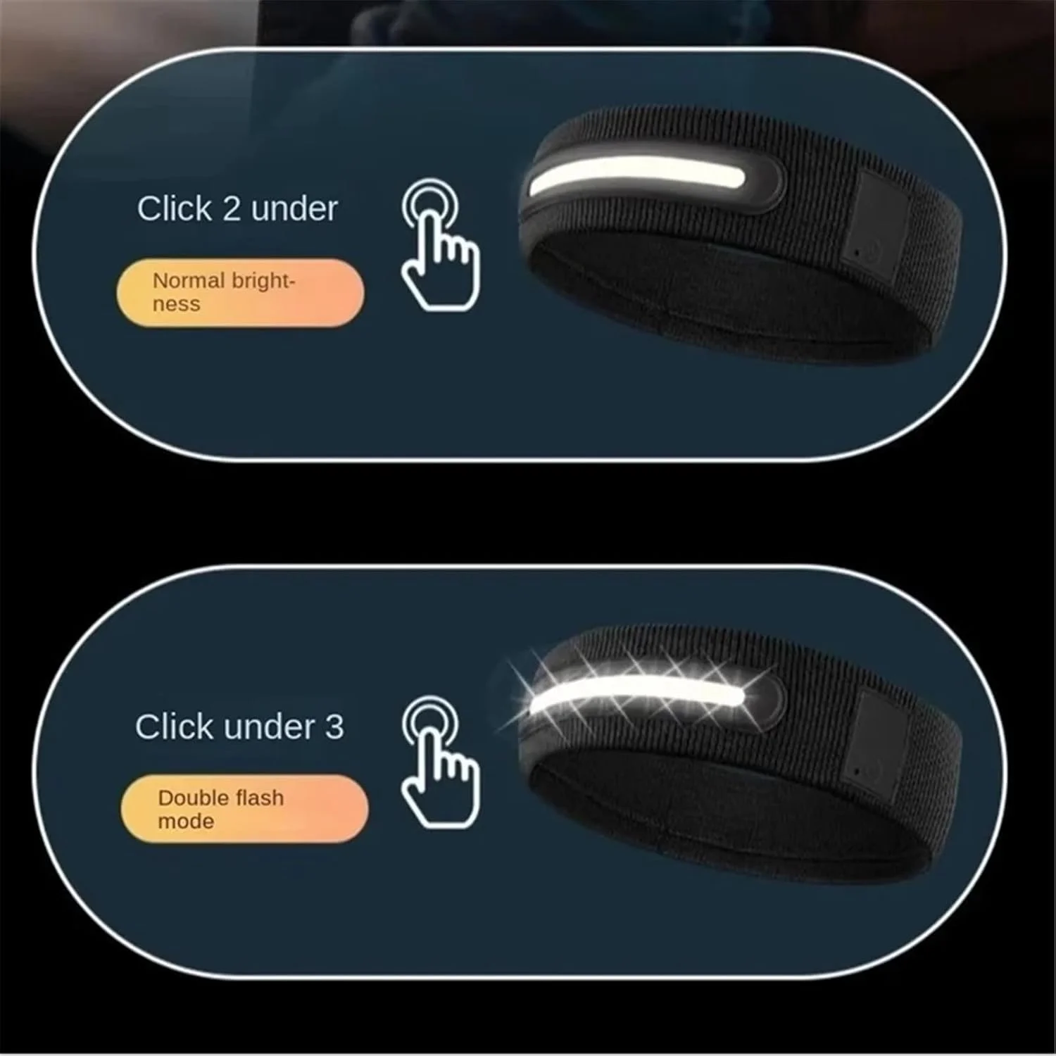 هدبند LED، هدبند ورزشی قابل شارژ USB با 3 حالت نور، رطوبت گیر و تنفسی برای دویدن، دوچرخه سواری، پیاده روی