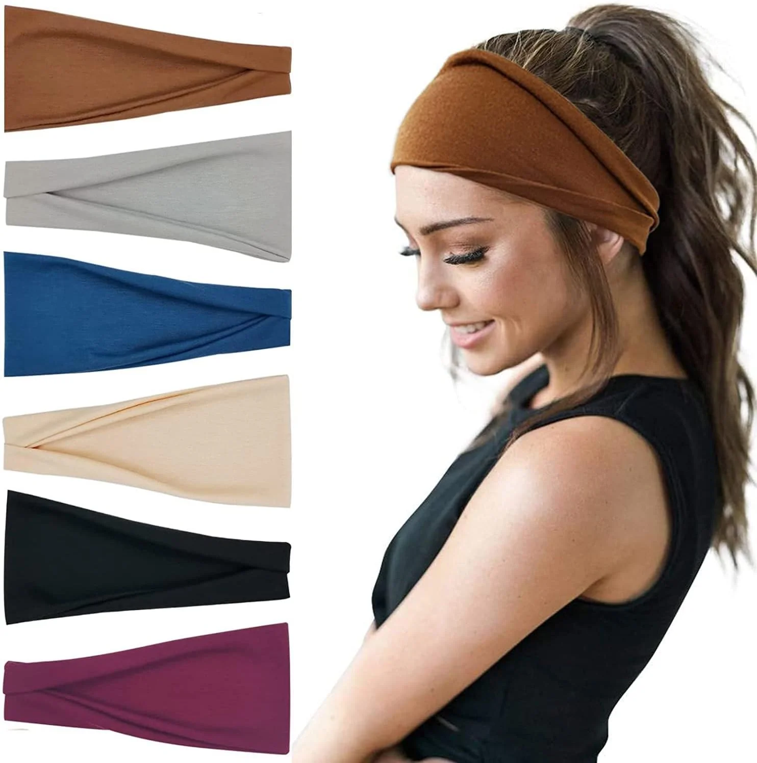 1 عدد هدبند عرق گیر مردانه زنانه کشسان تنفسی نوار مو برای ورزش دوچرخه سواری یوگا