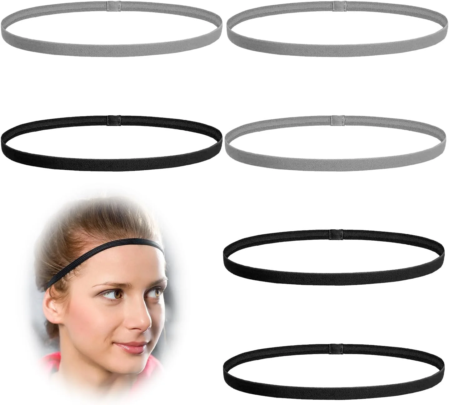 بسته 6 عددی هدبند ورزشی الاستیک لونیما، هدبندهای ضخیم و ضد لغزش برای ورزش، مناسب برای مو، برای زنان و مردان (مشکی، خاکستری) بسته 6 عددی هدبند ورزشی الاستیک لونیما، هدبندهای ضخیم و ضد لغزش برای ورزش، مناسب برای مو، برای زنان و مردان (مشکی، خاکستری)