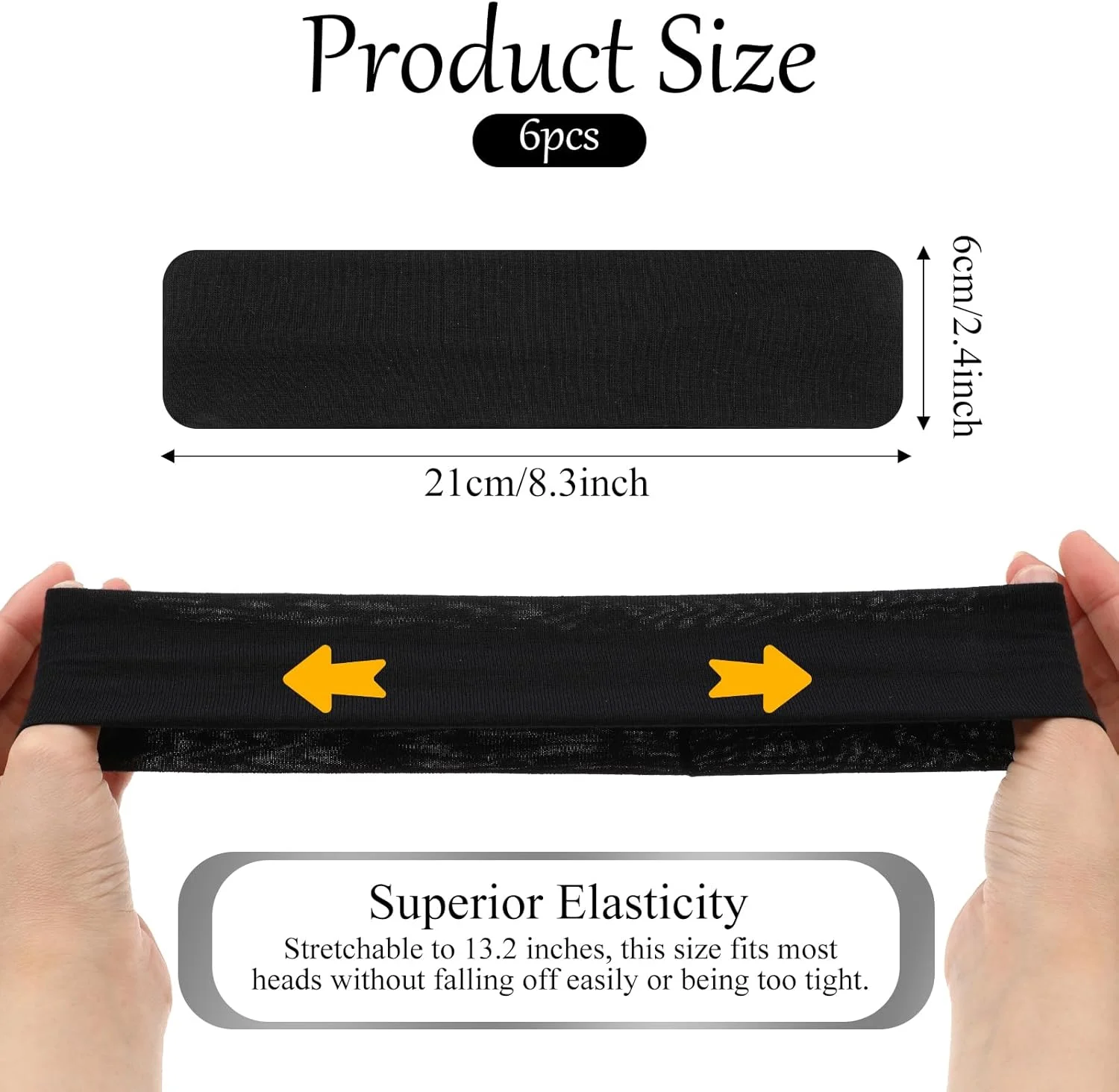 ست 6 عددی هدبند ورزشی مشکی و سفید زنانه، کشی، نخی، ضد لغزش، مناسب تمرین، لوازم یوگا، ساده، مناسب دویدن، دستمال سر