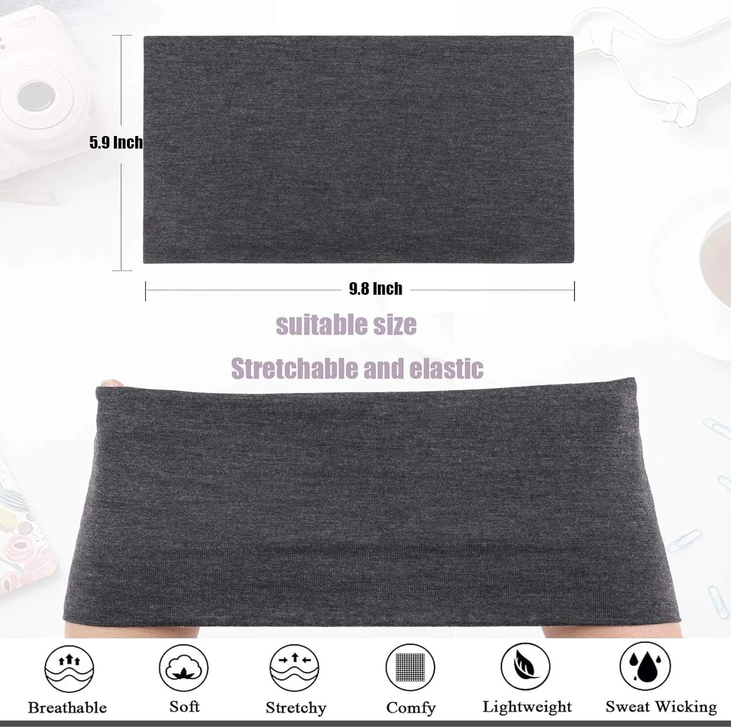 هدبند زنانه، عرض 10 سانتی متر، بسته 6 عددی کشسان، لوازم جانبی مو برای تمرین یوگا ضد لغزش، هدبند زنانه برای استفاده روزمره، مشکی، سفید، خاکستری هدبند زنانه، عرض 10 سانتی متر، بسته 6 عددی کشسان، لوازم جانبی مو برای تمرین یوگا ضد لغزش، هدبند زنانه برای استفاده روزمره، مشکی، سفید، خاکستری