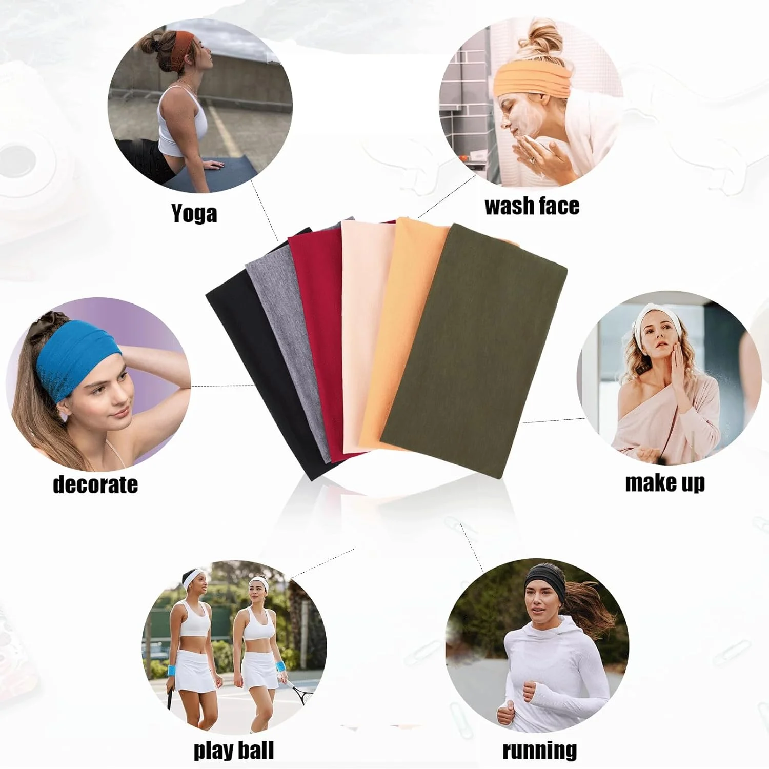 هدبند زنانه، عرض 10 سانتی متر، بسته 6 عددی کشسان، لوازم جانبی مو برای تمرین یوگا ضد لغزش، هدبند زنانه برای استفاده روزمره، مشکی، سفید، خاکستری هدبند زنانه، عرض 10 سانتی متر، بسته 6 عددی کشسان، لوازم جانبی مو برای تمرین یوگا ضد لغزش، هدبند زنانه برای استفاده روزمره، مشکی، سفید، خاکستری