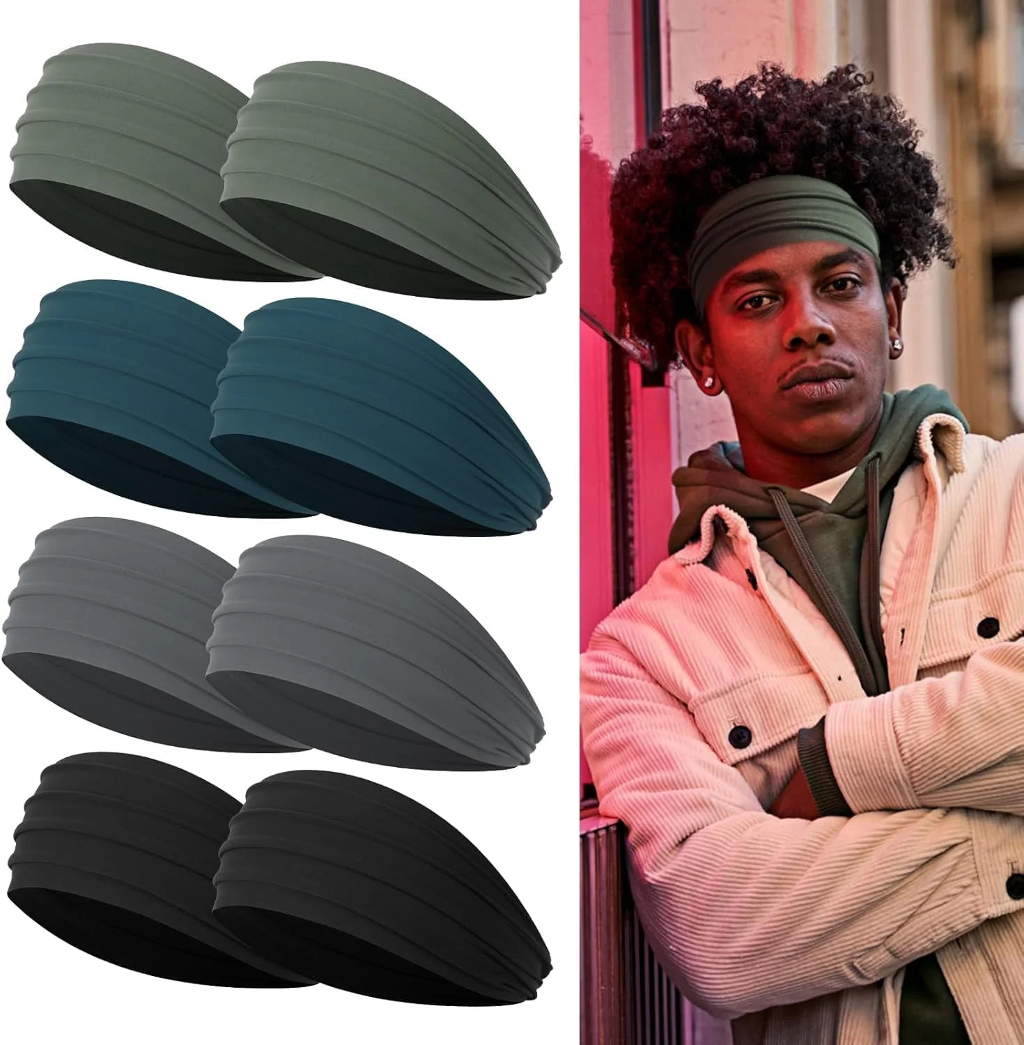 هدبند پهن مردانه YelaJoy، بسته 8 عددی هدبند ورزشی برای موهای بلند، هدبندهای ورزشی ضد لغزش برای دویدن، بسکتبال، یوگا هدبند پهن مردانه YelaJoy، بسته 8 عددی هدبند ورزشی برای موهای بلند، هدبندهای ورزشی ضد لغزش برای دویدن، بسکتبال، یوگا