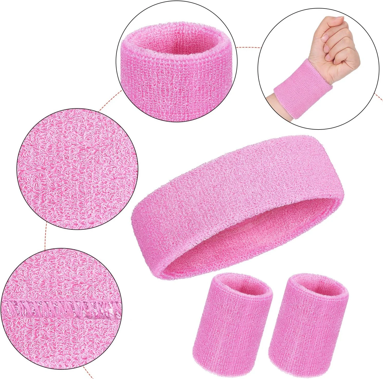 ست ۳ تکه مچ بند و هدبند ورزشی ویلباند، شامل هدبند ورزشی و مچ بند عرق گیر راه راه برای ورزشکاران مرد و زن