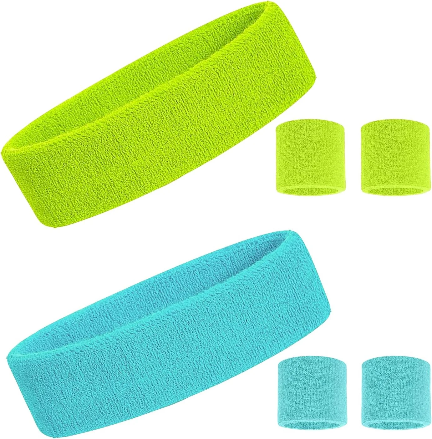 ست 6 عددی مچ بند و هدبند ورزشی جاذب عرق Verazquy، ساخته شده از پارچه حوله ای پنبه ای مناسب باشگاه، تنیس، بسکتبال و تمرینات ورزشی ست 6 عددی مچ بند و هدبند ورزشی جاذب عرق Verazquy، ساخته شده از پارچه حوله ای پنبه ای مناسب باشگاه، تنیس، بسکتبال و تمرینات ورزشی