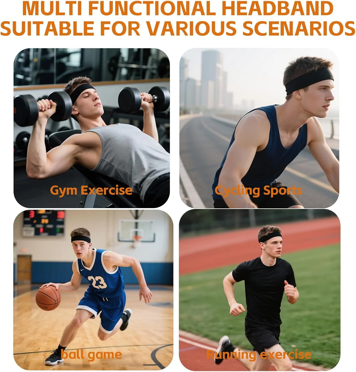 هدبند ورزشی مردانه ViBon، هدبند مخصوص دویدن، جذب کننده عرق و ضد تعریق، مناسب برای دویدن، فیتنس، بسکتبال، دوچرخه سواری (6 عدد) هدبند ورزشی مردانه ViBon، هدبند مخصوص دویدن، جذب کننده عرق و ضد تعریق، مناسب برای دویدن، فیتنس، بسکتبال، دوچرخه سواری (6 عدد)