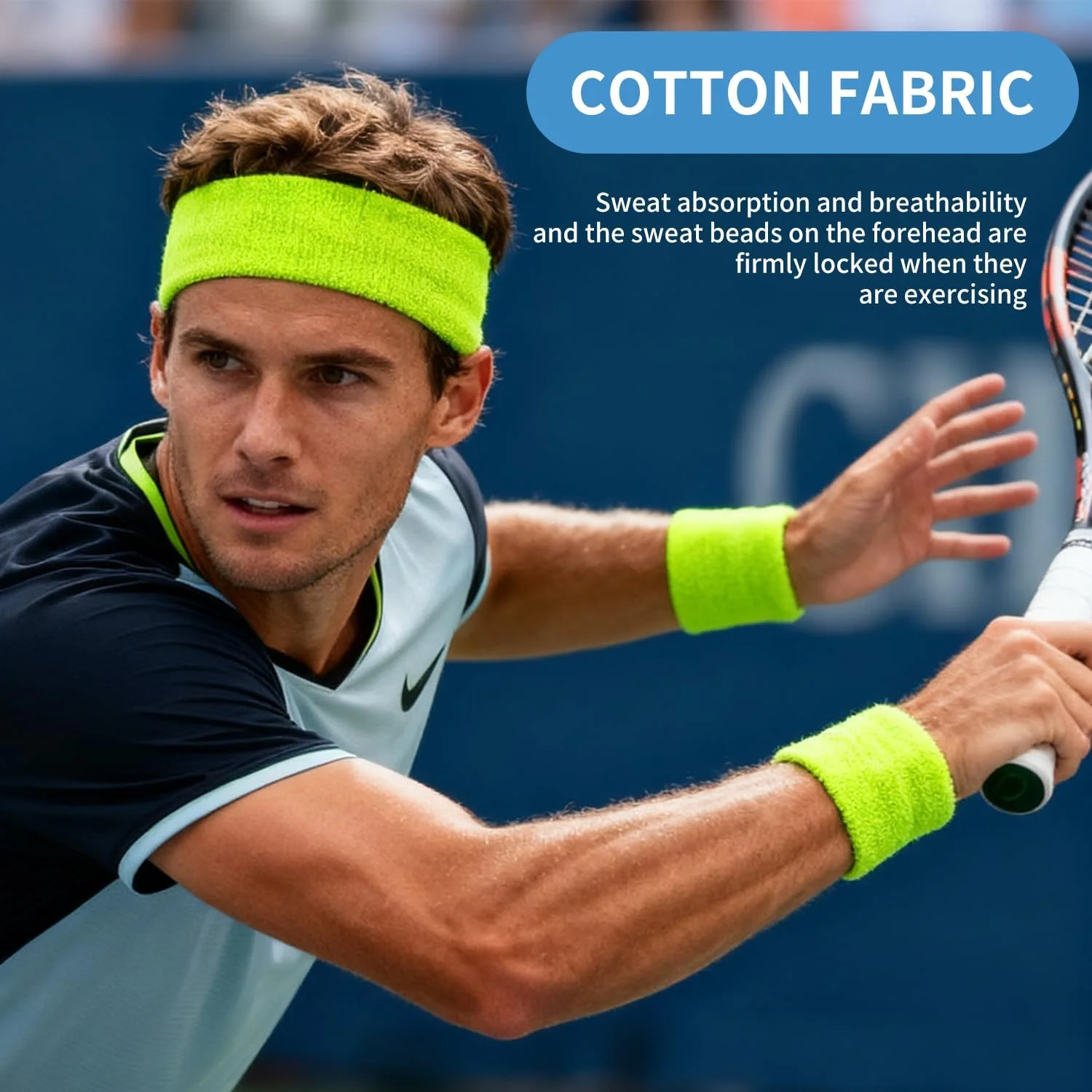 ست 6 عددی مچ بند و هدبند ورزشی جاذب عرق Verazquy، ساخته شده از پارچه حوله ای پنبه ای مناسب باشگاه، تنیس، بسکتبال و تمرینات ورزشی ست 6 عددی مچ بند و هدبند ورزشی جاذب عرق Verazquy، ساخته شده از پارچه حوله ای پنبه ای مناسب باشگاه، تنیس، بسکتبال و تمرینات ورزشی