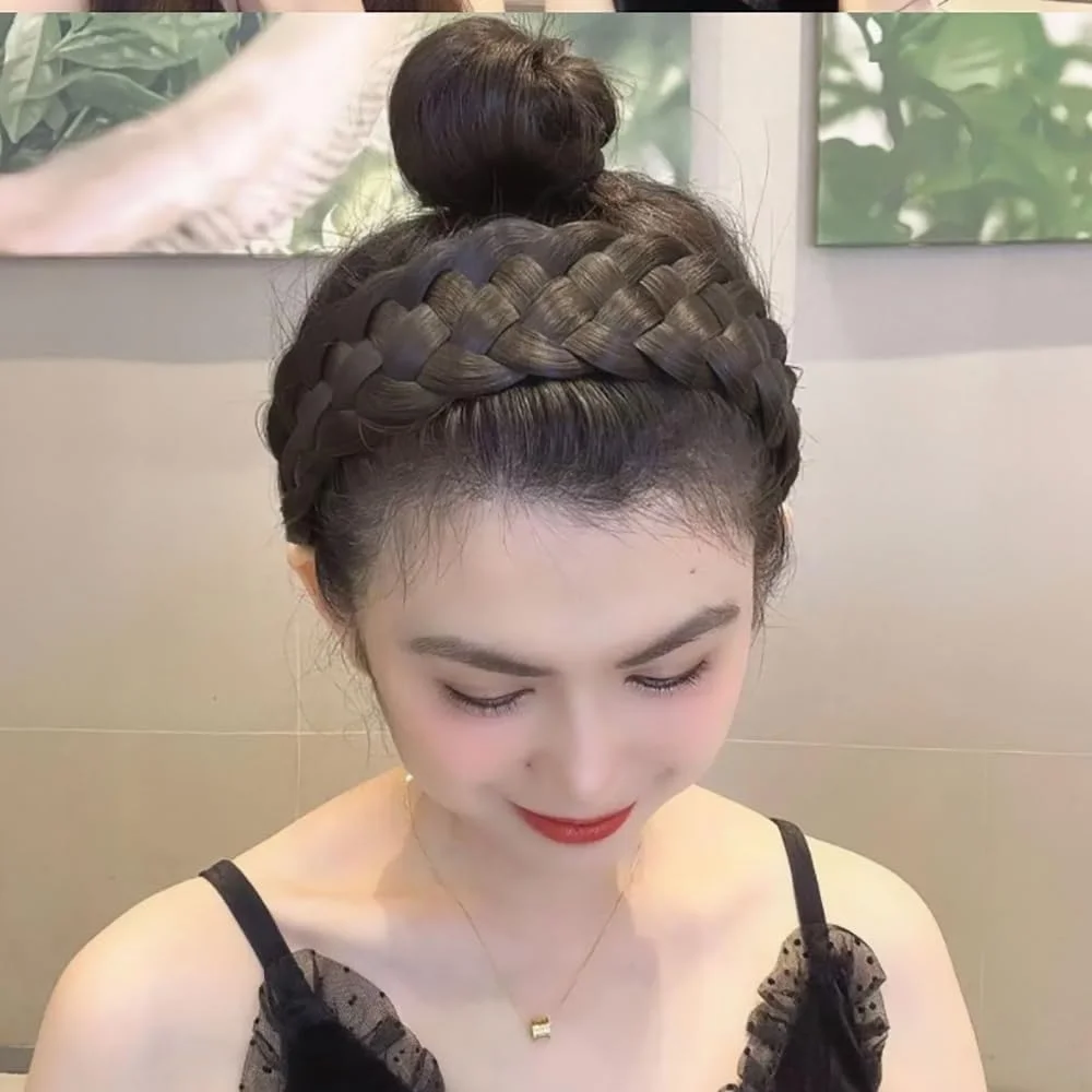 هدبند بافت موی قهوه ای تیره کشسان برای زنان، هدبند گره دار پیچ خورده نرم