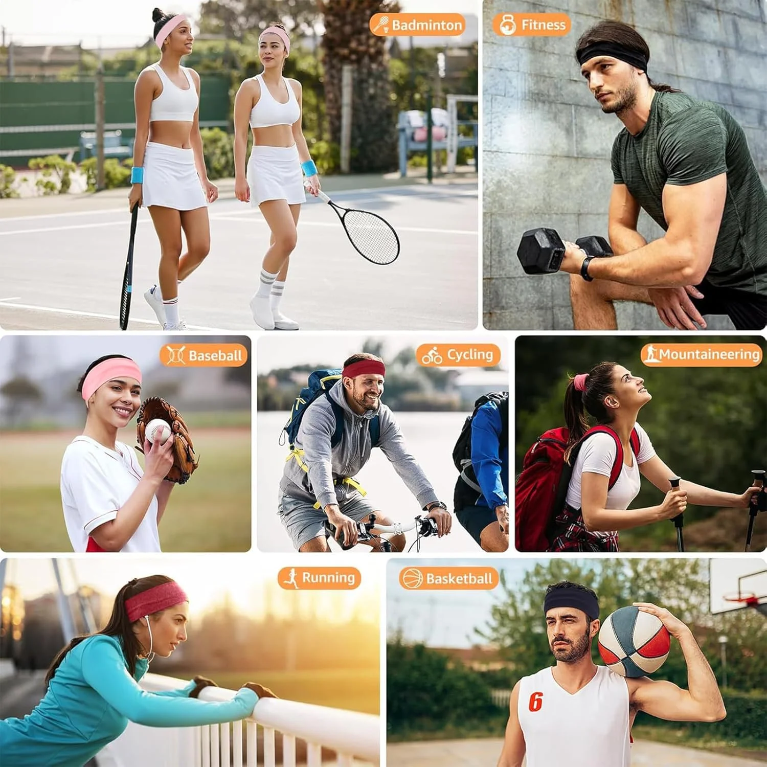 بسته 4 عددی هدبند کشی یوگا زنانه، هدبند ورزشی نرم و الاستیک برای تمرین، یوگا، دویدن و استفاده روزانه، ضد لغزش (آبی، قرمز، صورتی، خاکستری)